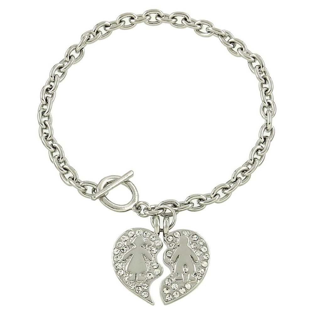 NWT Boy/Girl Split Heart Charm Bracelet